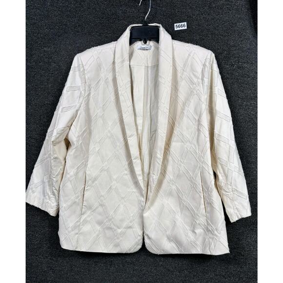 Chico's Jackets & Blazers - Chico’s Textured Blazer Jacket Womens Size 3 US 16 Natural Cream Cotton Casual